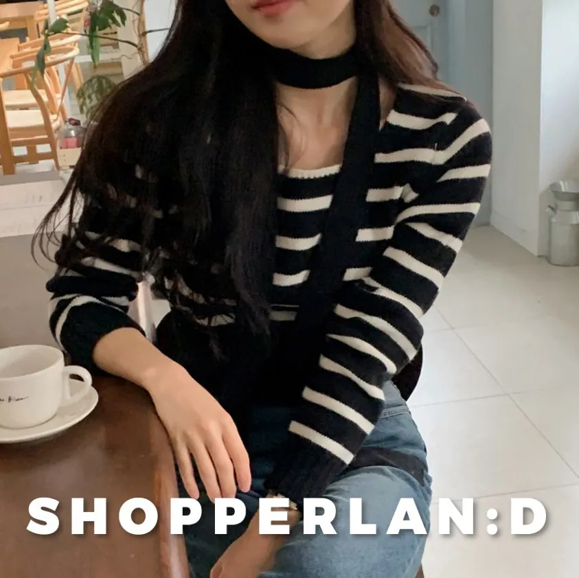 SHOPPERLAND  |Stripes Casual Style Wool Street Style Bi-color Long Sleeves