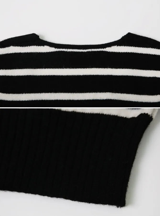 SHOPPERLAND  |Stripes Casual Style Wool Street Style Bi-color Long Sleeves