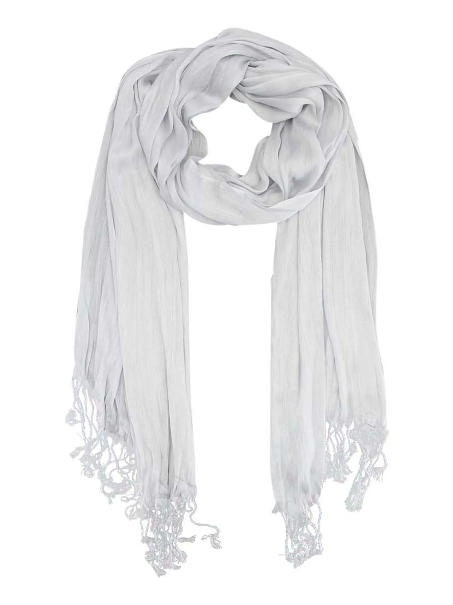 Silky Scrunch Long Fringe Scarf Wrap