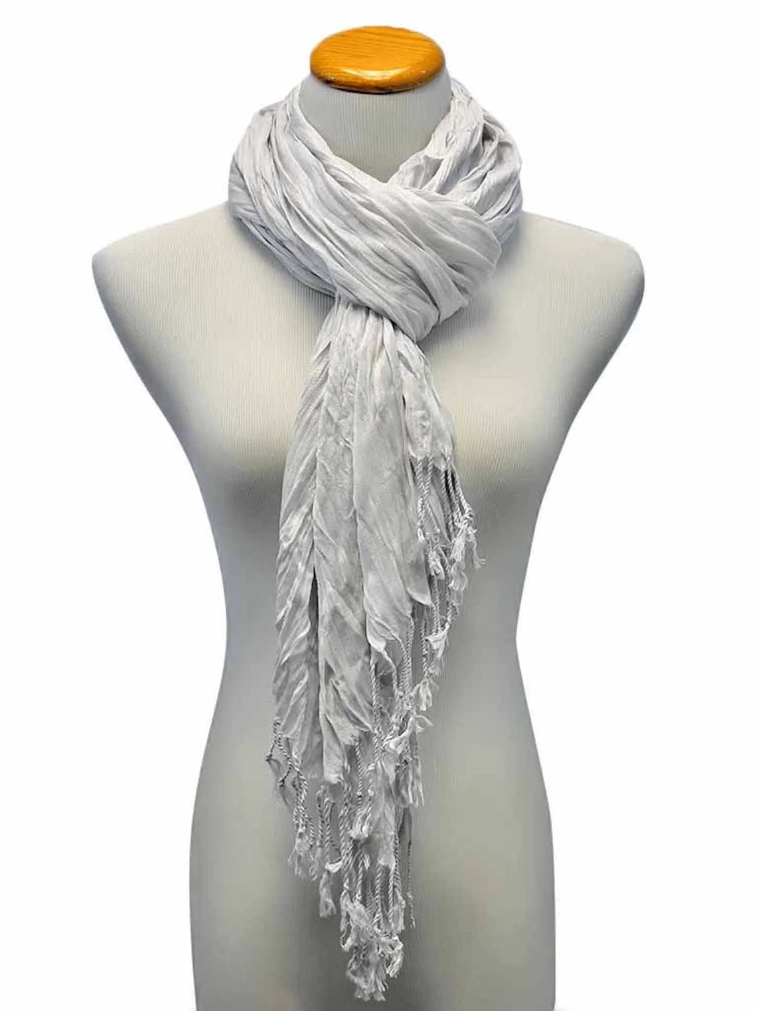 Silky Scrunch Long Fringe Scarf Wrap