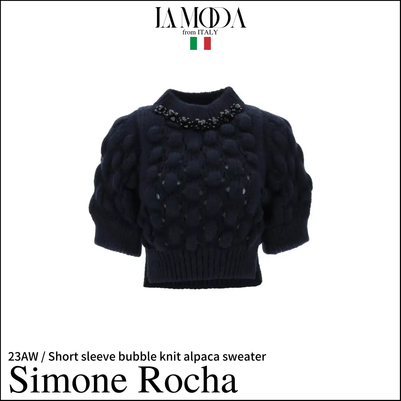 Simone Rocha  |Crew Neck Casual Style Wool Plain Short Sleeves Party Style