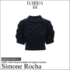 Simone Rocha  |Crew Neck Casual Style Wool Plain Short Sleeves Party Style