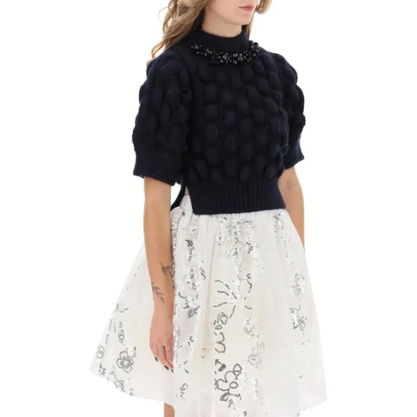 Simone Rocha  |Crew Neck Casual Style Wool Plain Short Sleeves Party Style