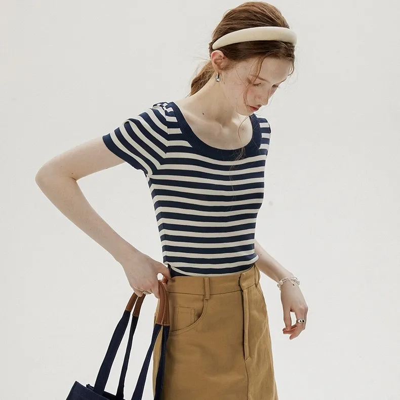 Since Then  |Stripes Casual Style Nylon Street Style Short Sleeves