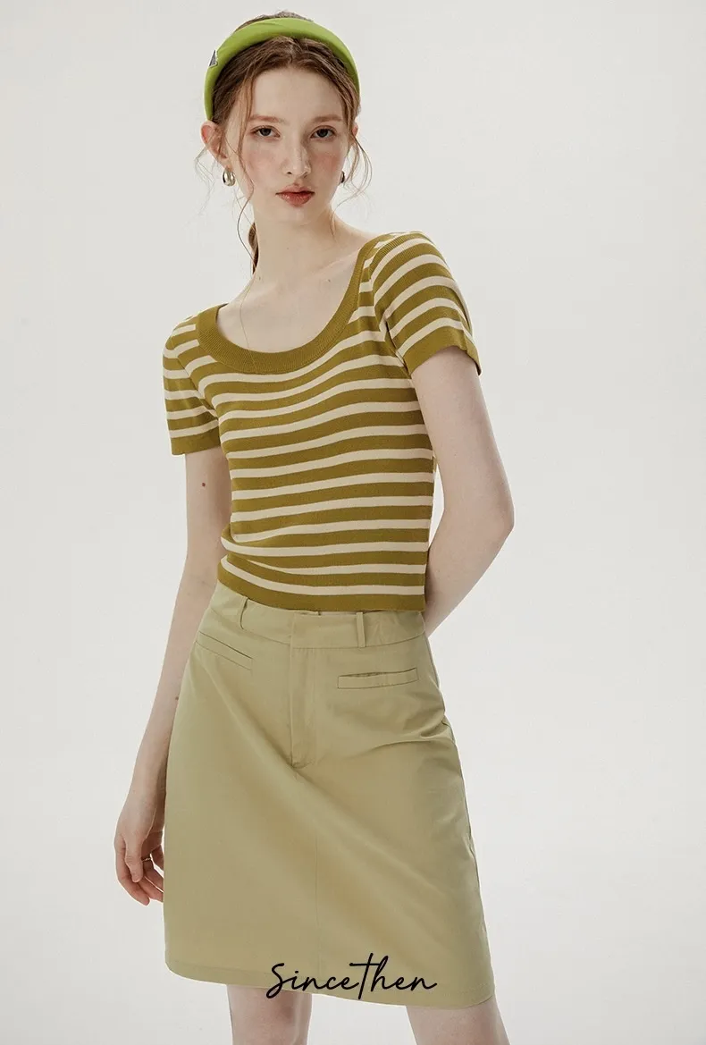 Since Then  |Stripes Casual Style Nylon Street Style Short Sleeves