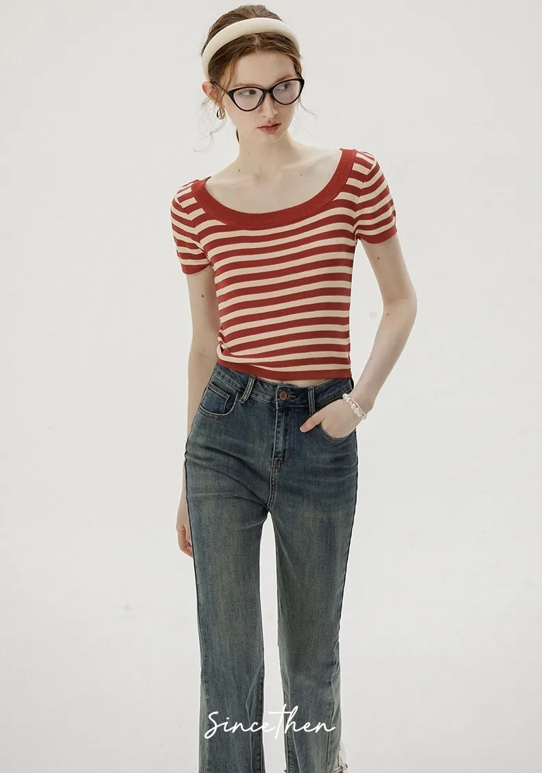 Since Then  |Stripes Casual Style Nylon Street Style Short Sleeves