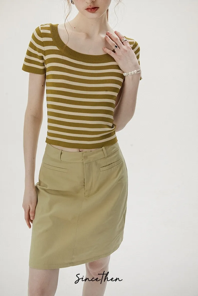 Since Then  |Stripes Casual Style Nylon Street Style Short Sleeves