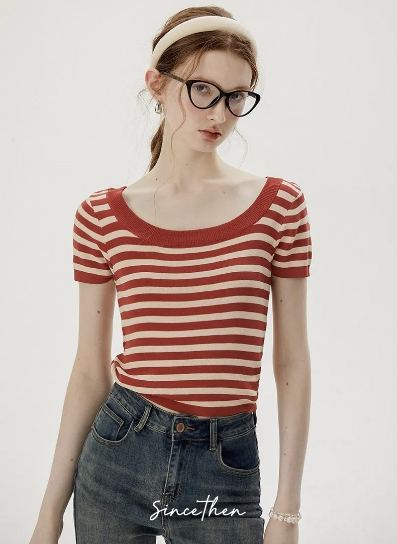 Since Then  |Stripes Casual Style Nylon Street Style Short Sleeves