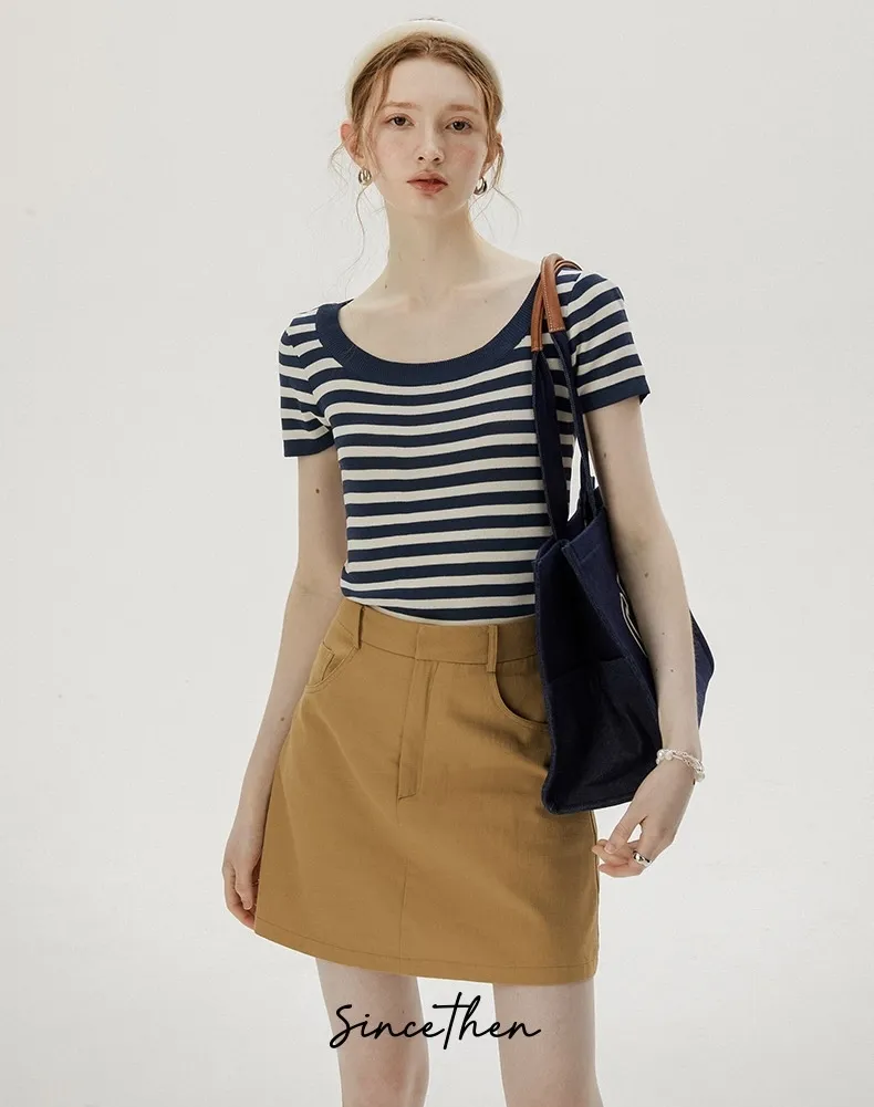 Since Then  |Stripes Casual Style Nylon Street Style Short Sleeves