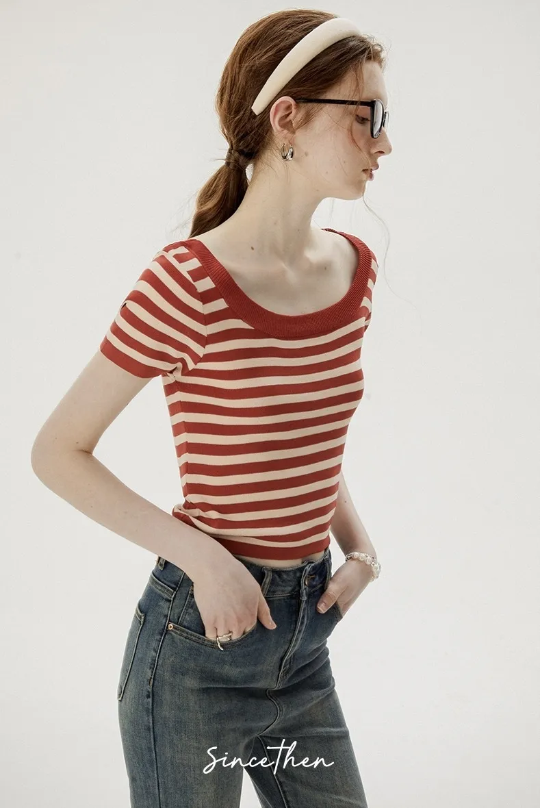 Since Then  |Stripes Casual Style Nylon Street Style Short Sleeves