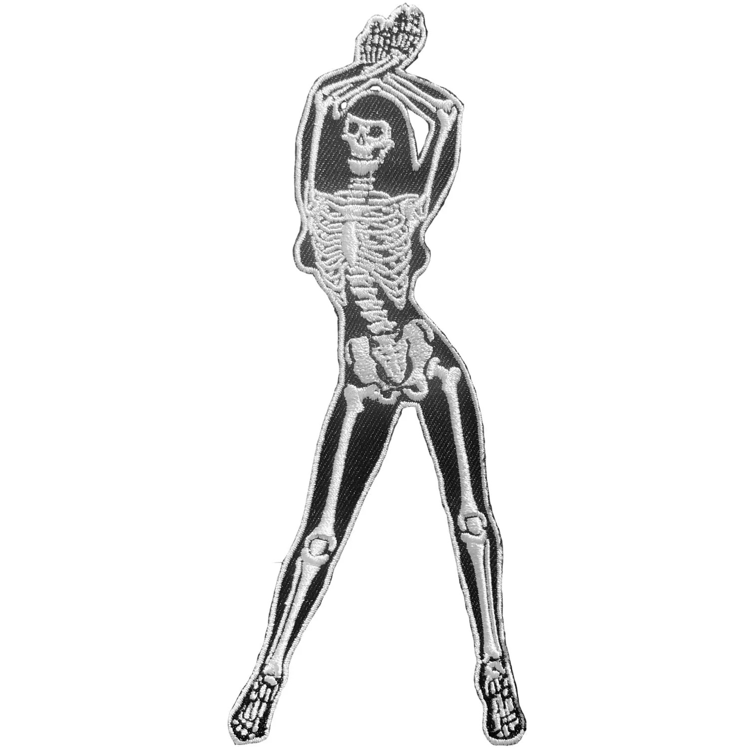 Skelli Girl Arms Up B/W Patch