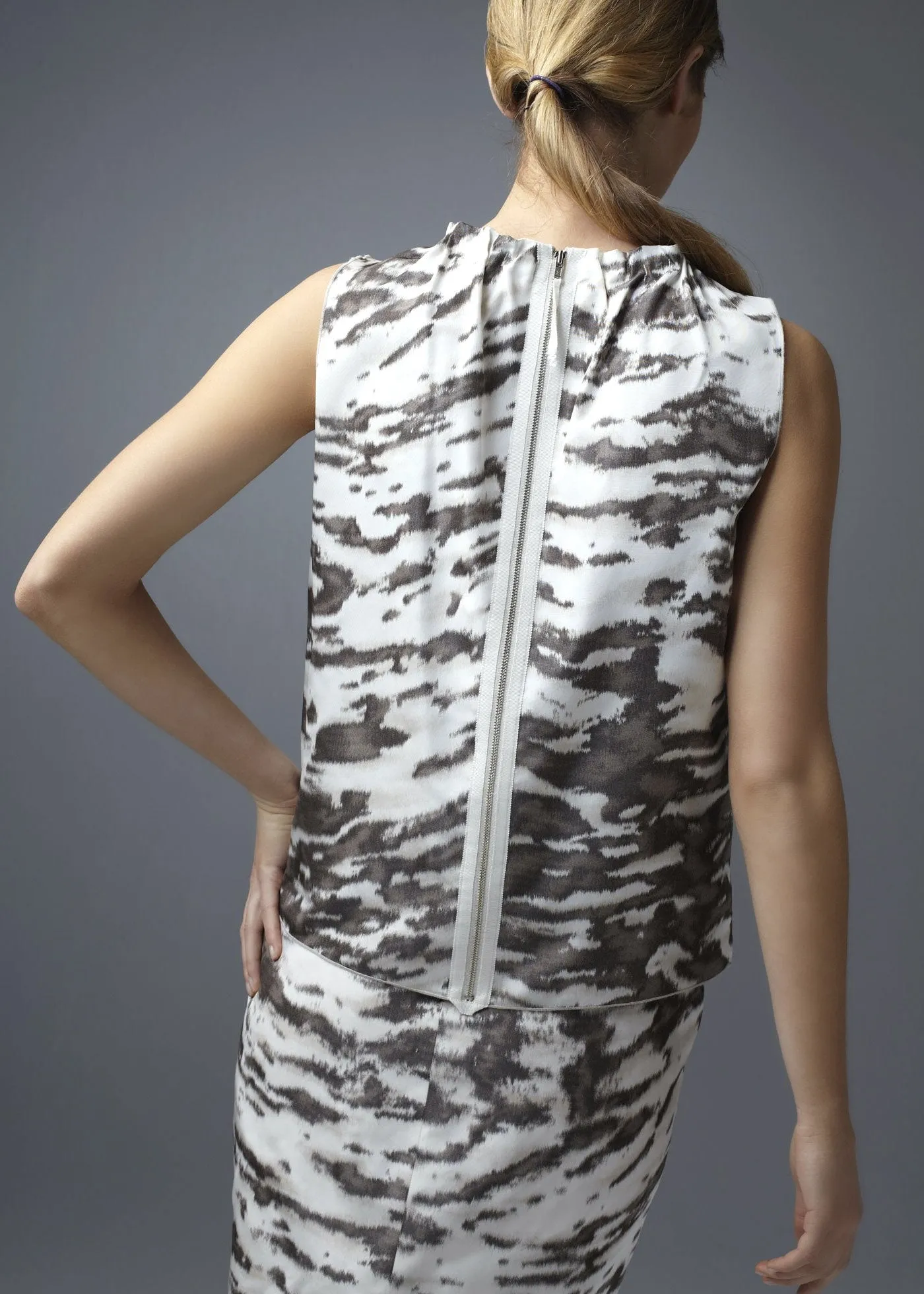 Sleeveless Shell - Animal Silk Taffeta