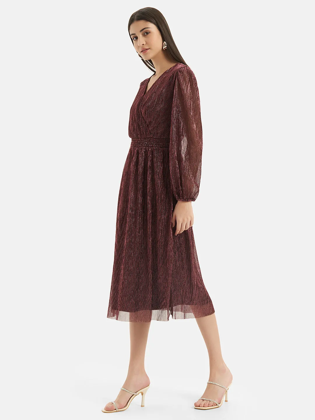 Smocked Wrap Midi Dress