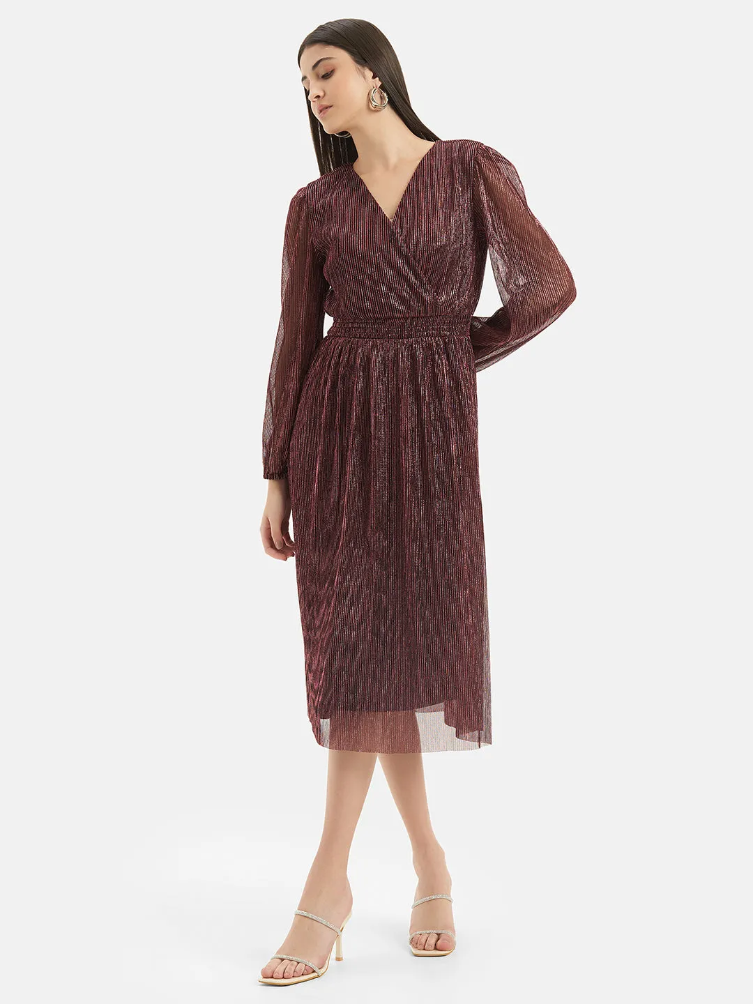 Smocked Wrap Midi Dress