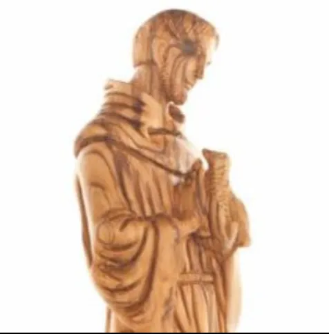 St. Francis Assisi with Animals Statue 13.4 Hand Carved Olive Wood from Holy Land