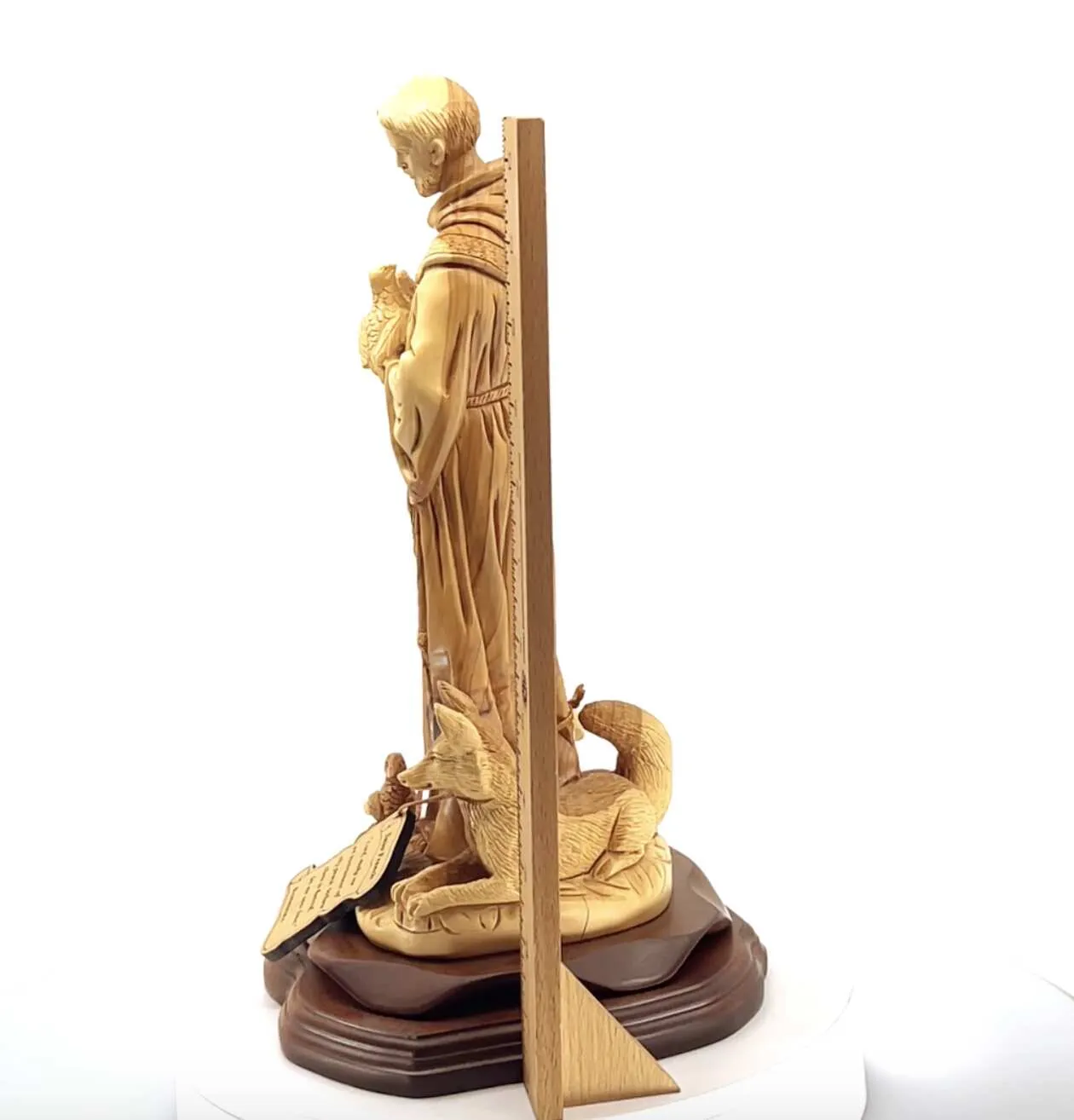 St. Francis Assisi with Animals Statue 13.4 Hand Carved Olive Wood from Holy Land