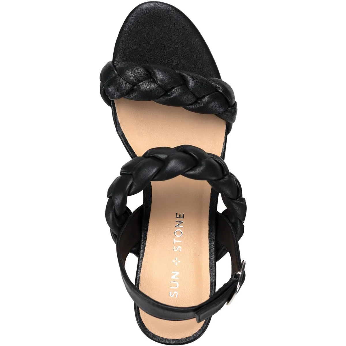 Sun + Stone Womens Cherii Faux Leather Braided Heels