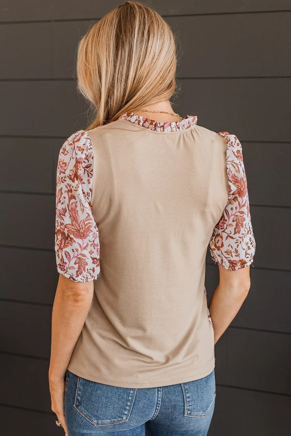 Sweet Connection Floral Top- Ivory, Rust, & Tan