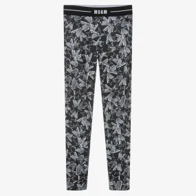 Teen Girls Black Star Print Leggings