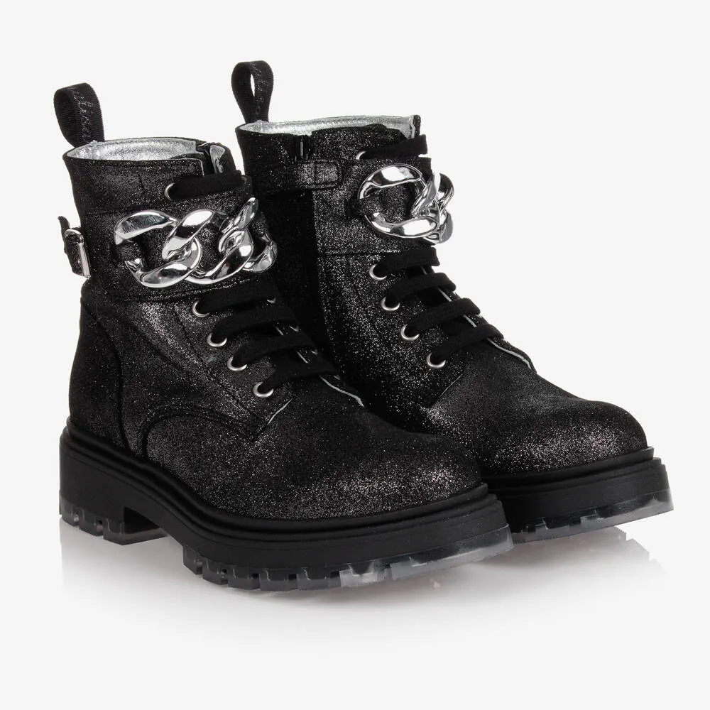 Teen Girls Black Suede Boots