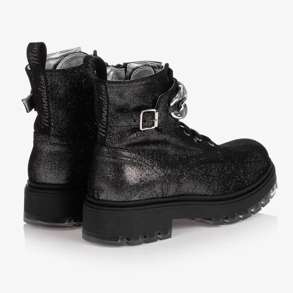 Teen Girls Black Suede Boots