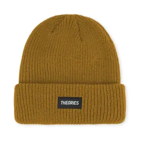 Theories Stamp Label Rib Knit Beanie Mustard