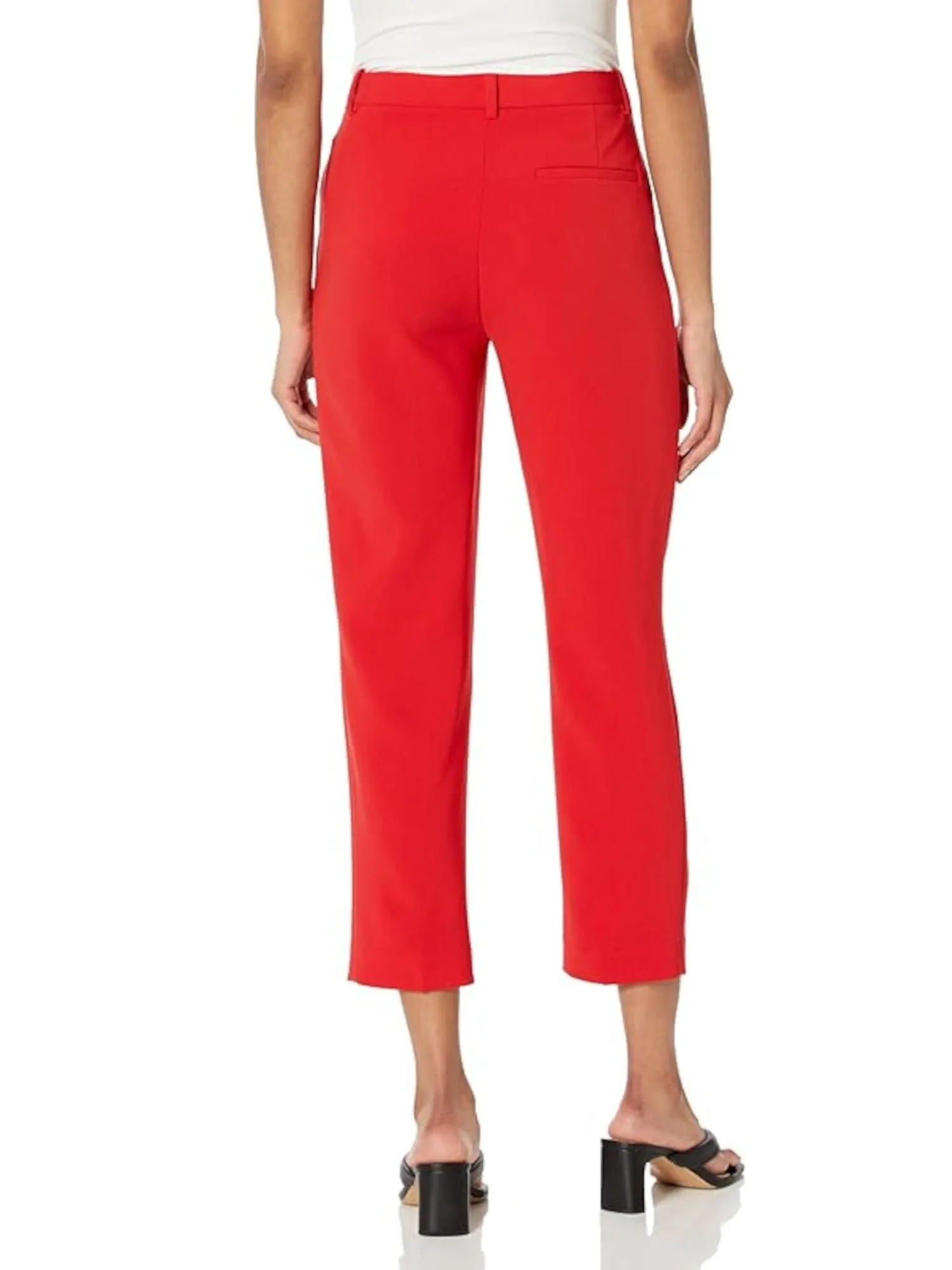 THEORY Womens Red Pocketed Elastic Back Waist Straight-leg Wear To Work Cropped Pants