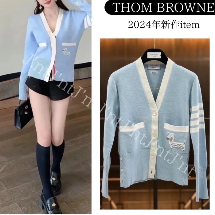 THOM BROWNE  |Casual Style Long Sleeves Plain Other Animal Patterns Cotton