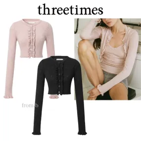 threetimes  |Casual Style Wool Nylon Rib Street Style Long Sleeves Plain