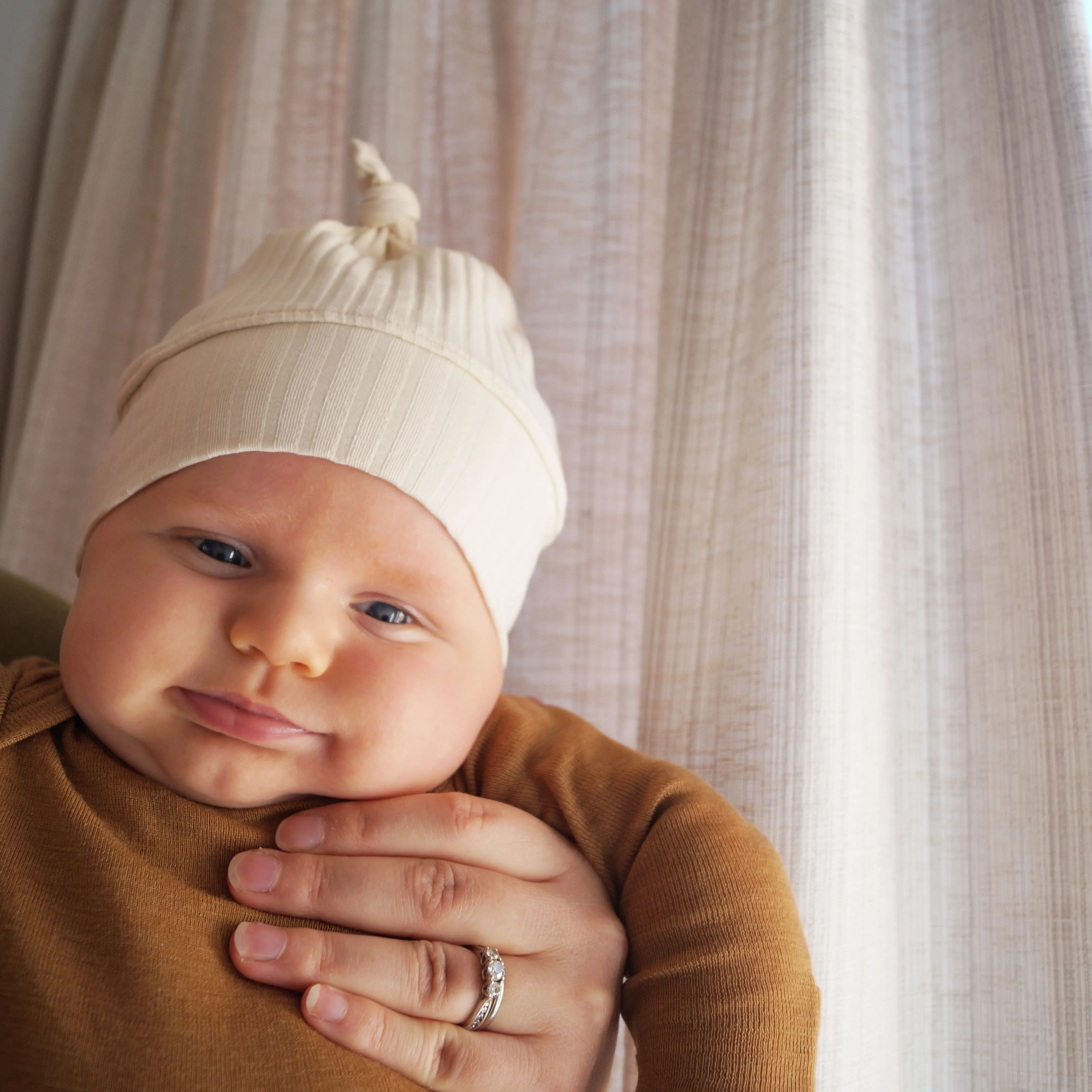 Top Knot Rib Beanie