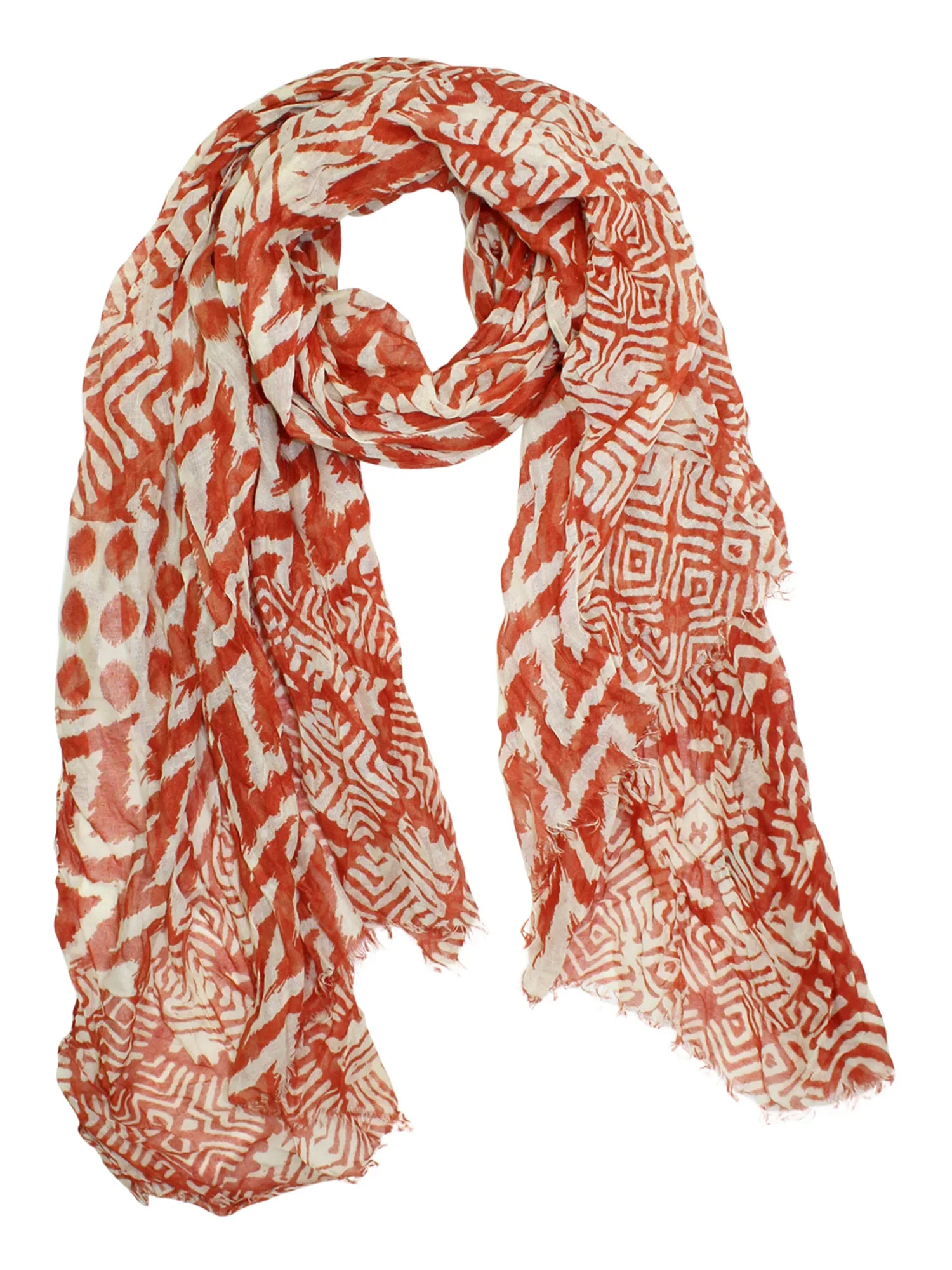 Tribal Chevron Print Crinkled Scarf Shawl