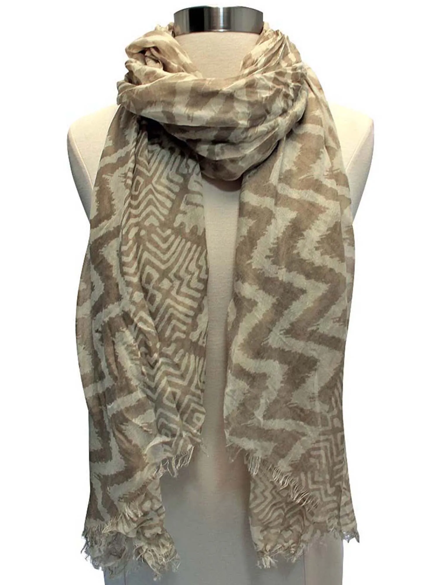 Tribal Chevron Print Crinkled Scarf Shawl