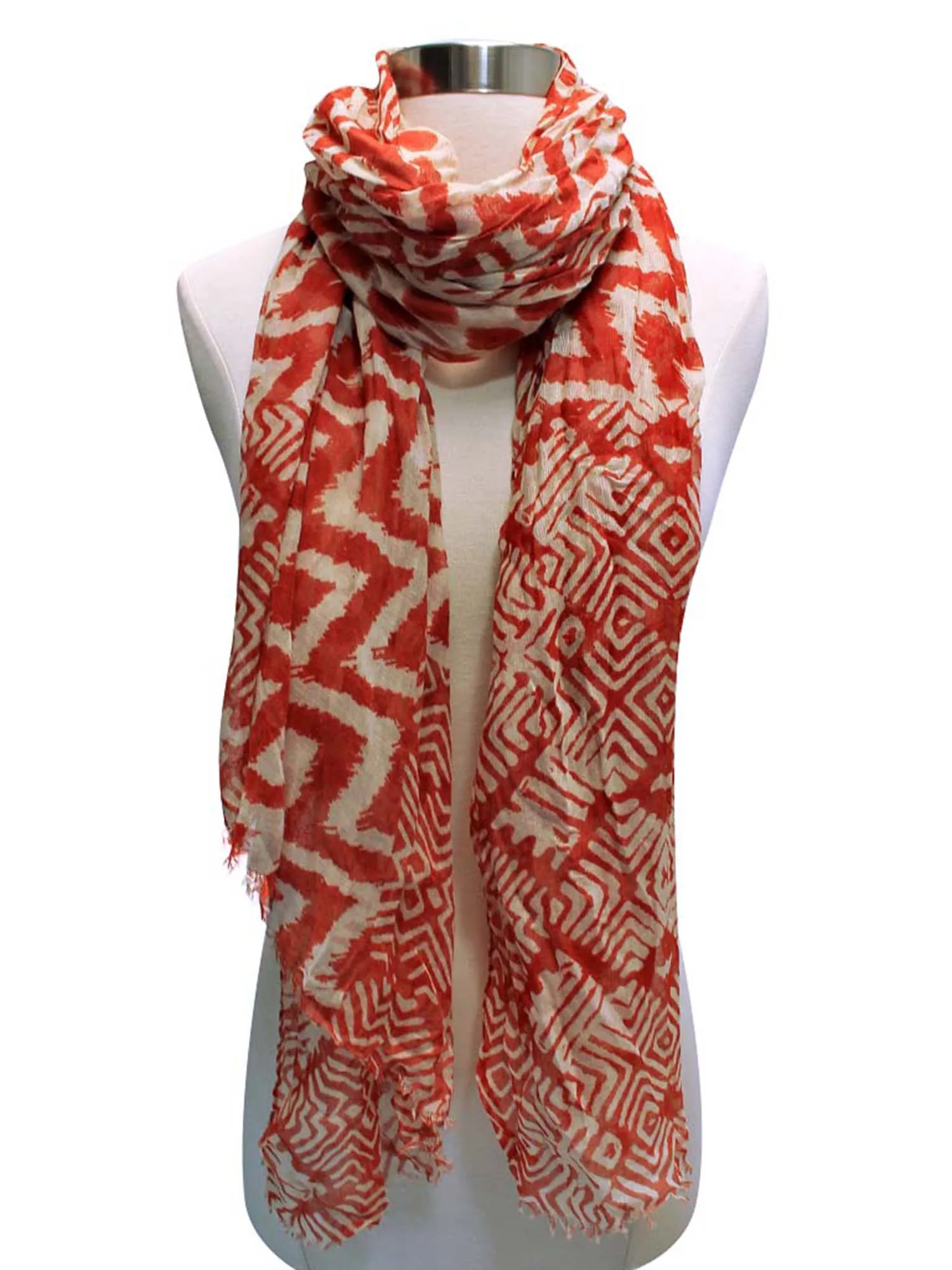 Tribal Chevron Print Crinkled Scarf Shawl