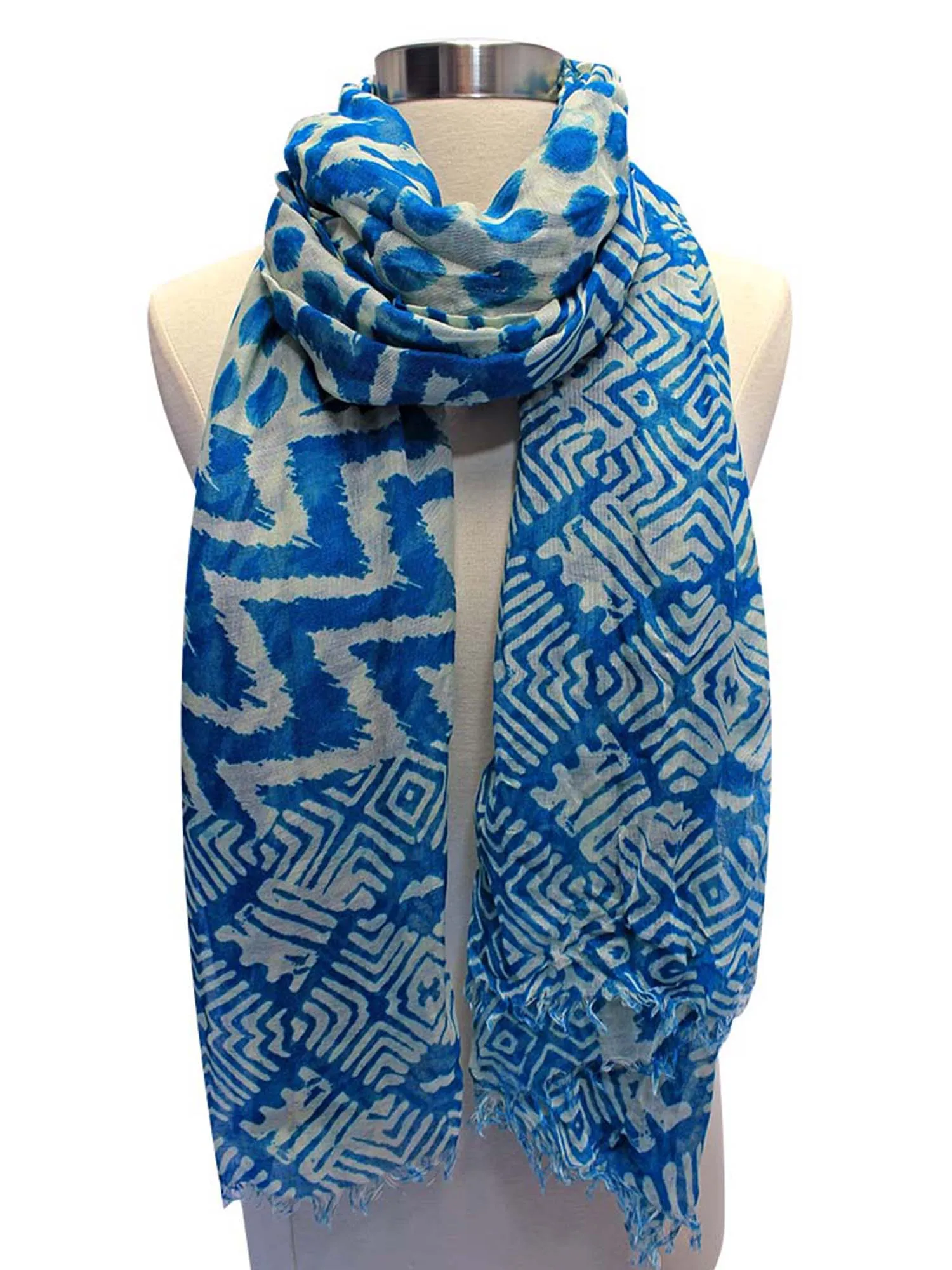 Tribal Chevron Print Crinkled Scarf Shawl