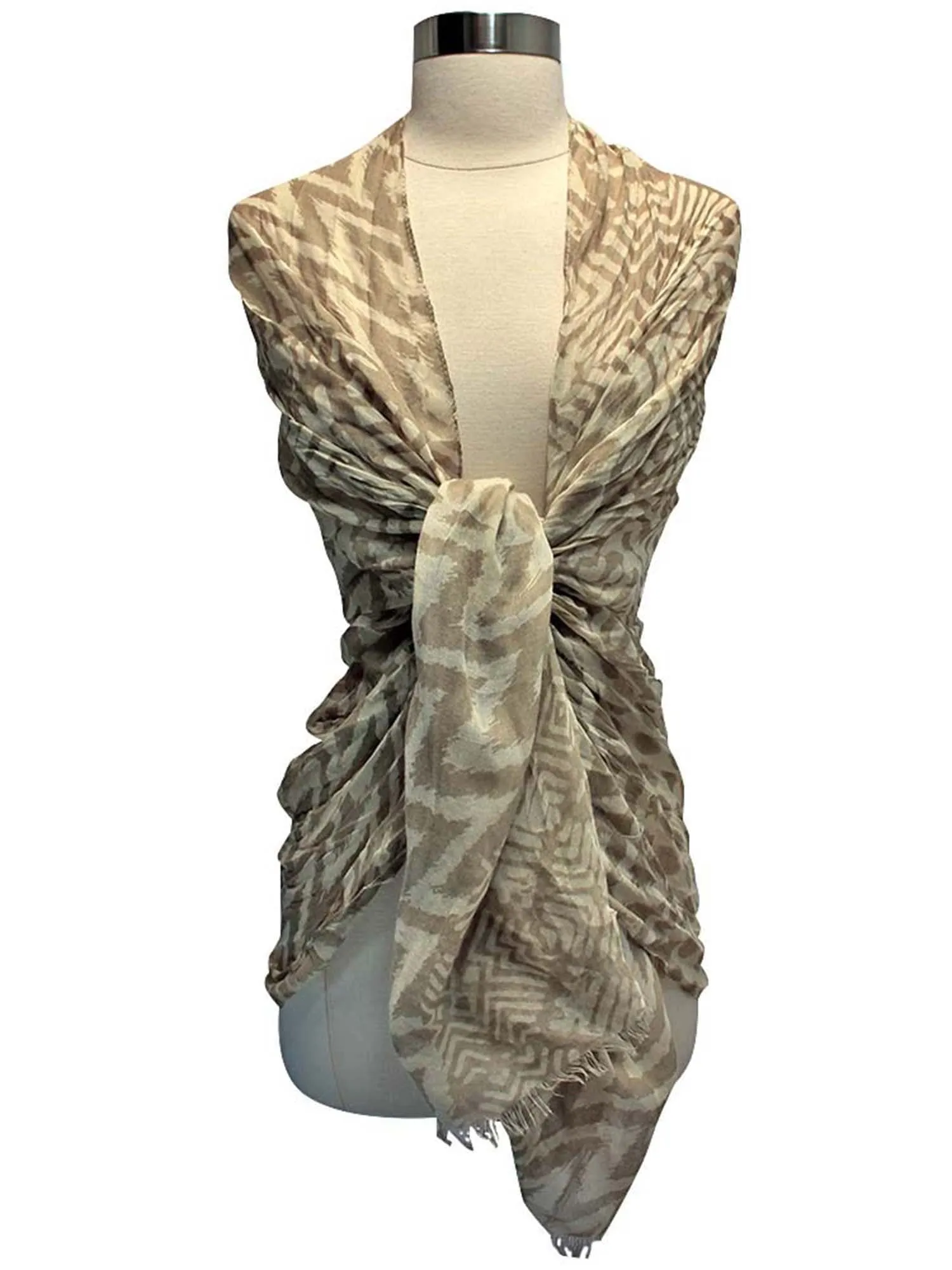 Tribal Chevron Print Crinkled Scarf Shawl