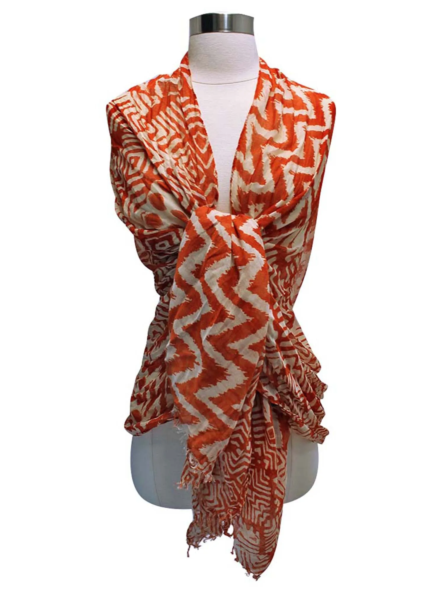 Tribal Chevron Print Crinkled Scarf Shawl