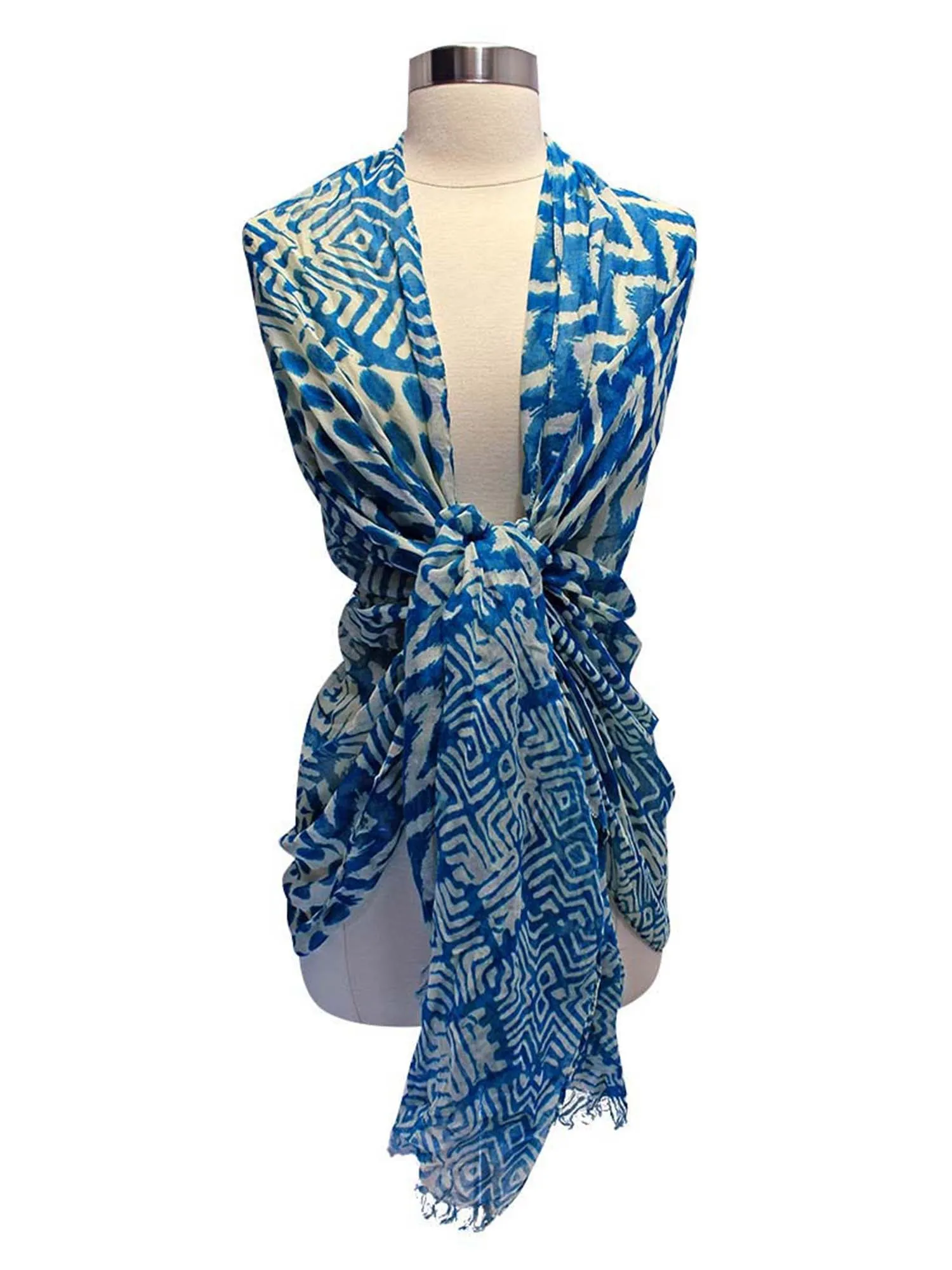 Tribal Chevron Print Crinkled Scarf Shawl