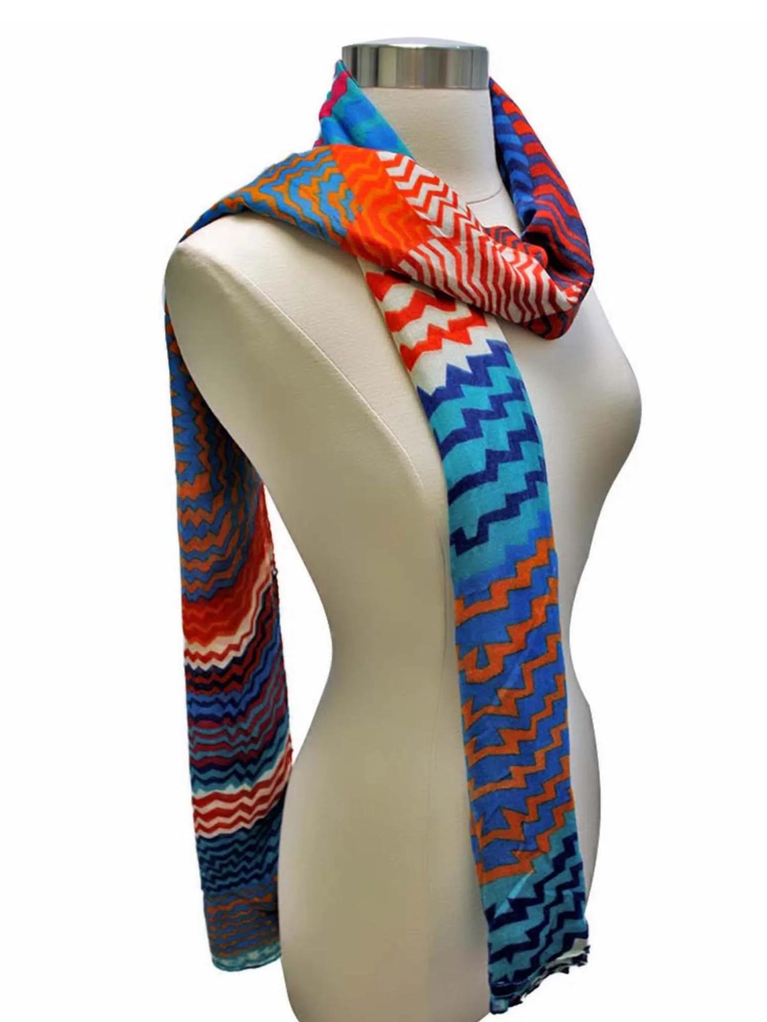 Turquoise Retro Art Deco Pattern Scarf