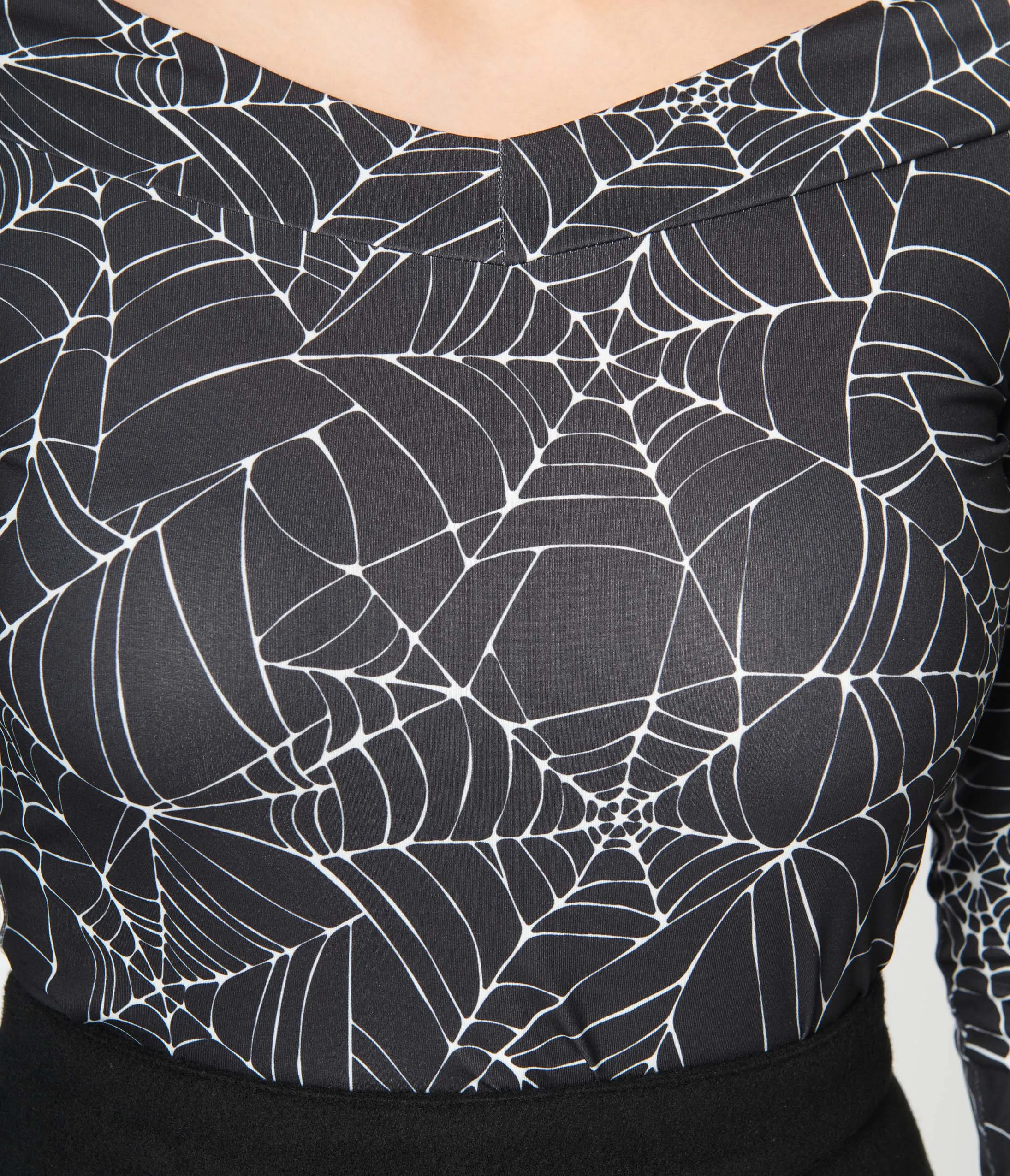 Unique Vintage Black & White Spiderweb Scarlett Top