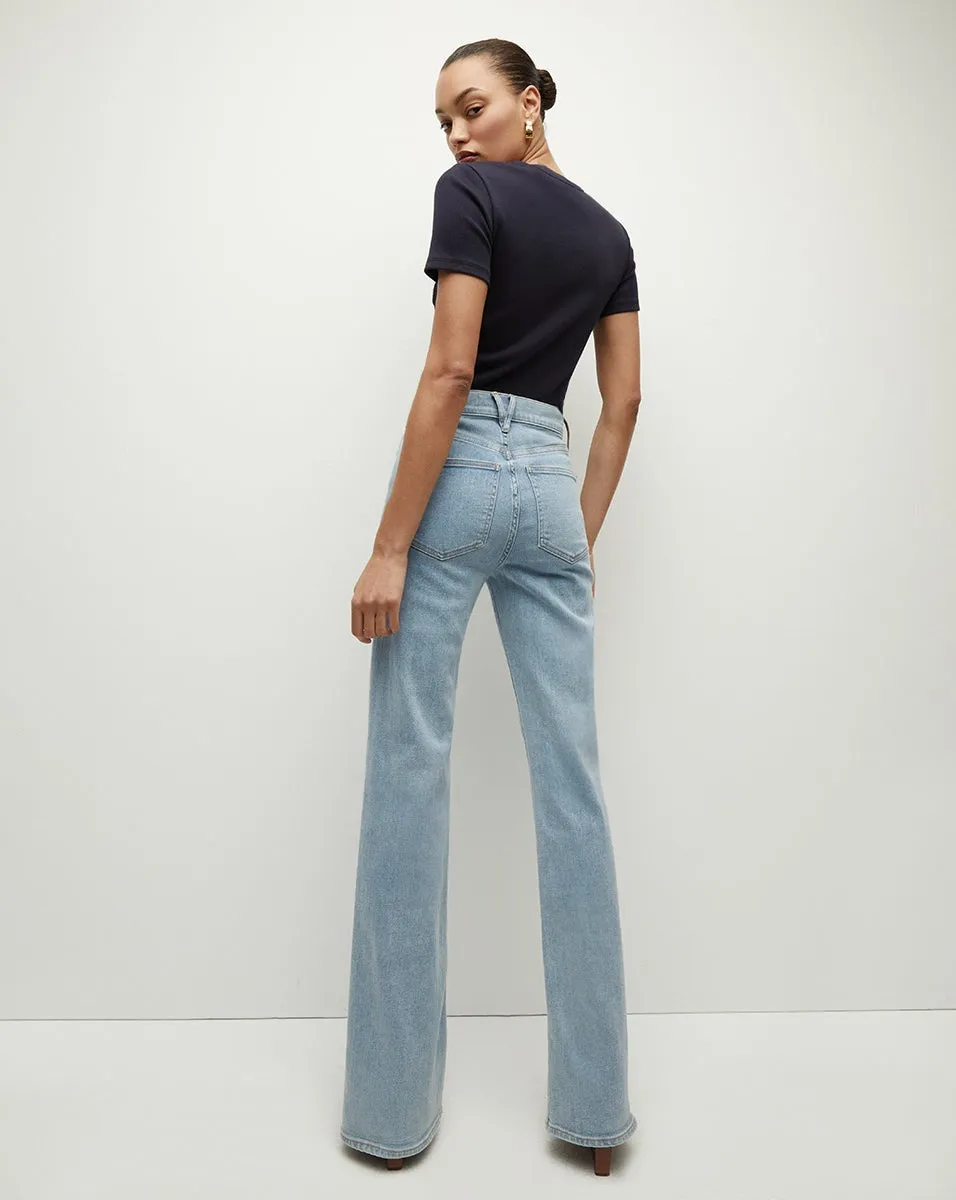 Veronica Beard Crosbie Wide Leg Jeans in Pebblestone