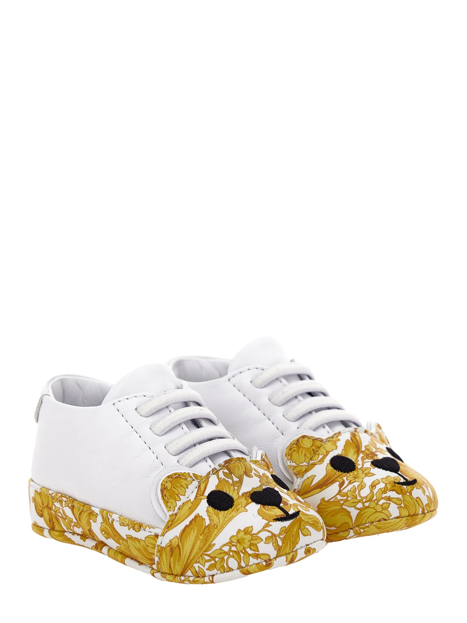 Versace Versace Sneaker Lamb Leather Fabric White Gold