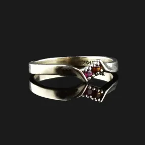 Vintage 10K White Gold Ruby Bypass Ring