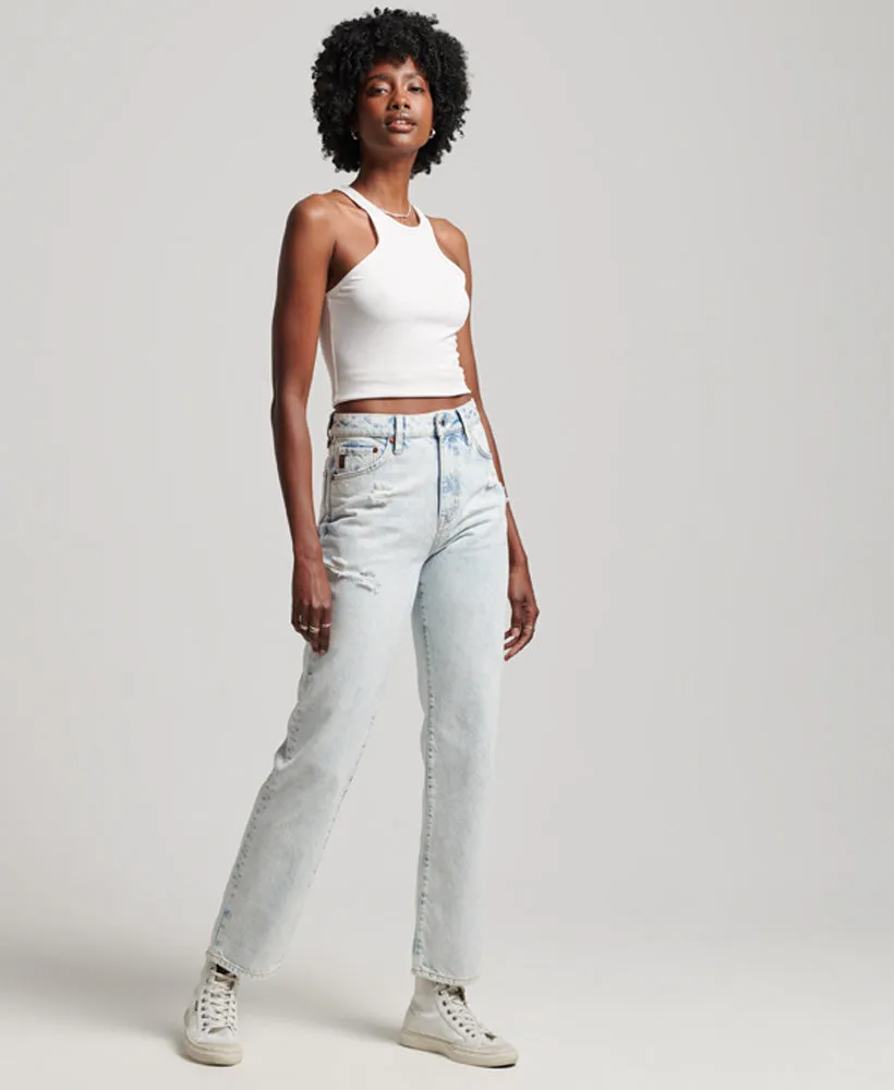 Vintage High Rise Straight Jeans | Icy Blue