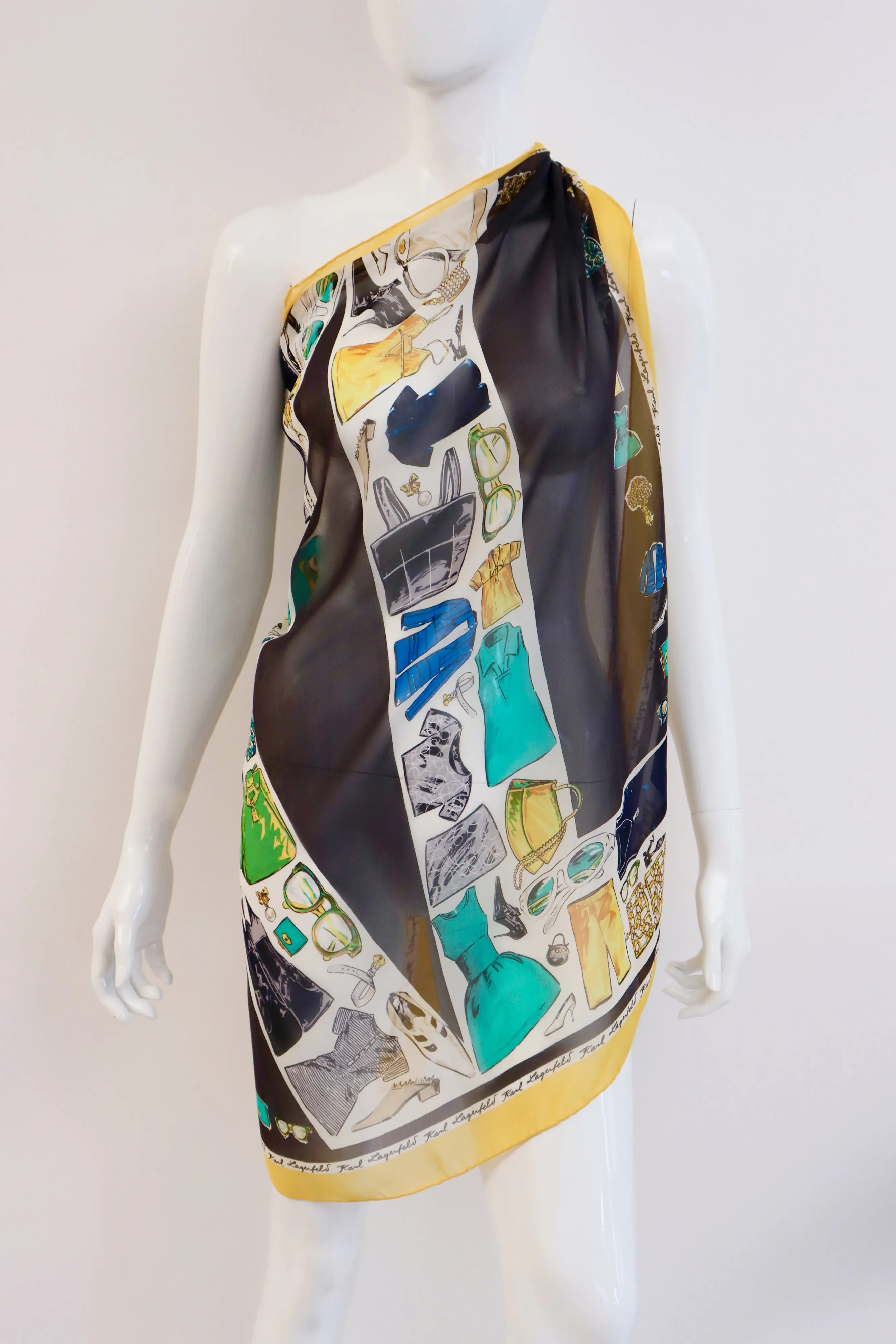 Vintage KARL LAGERFELD Silk Chiffon Scarf