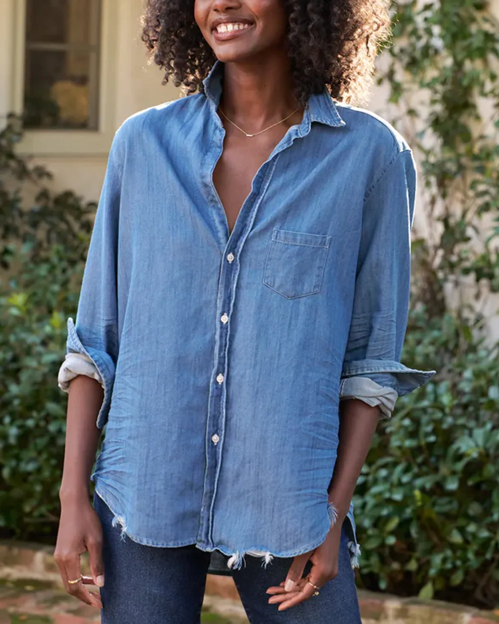 Vintage Stonewash Indigo Denim Eileen Button Up Shirt