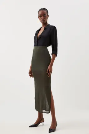 Viscose Sheer Knit Midaxi Skirt | Karen Millen