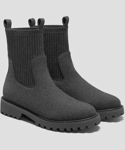 VIVAIA Round-Toe Lug Sole Wool Ankle Boots