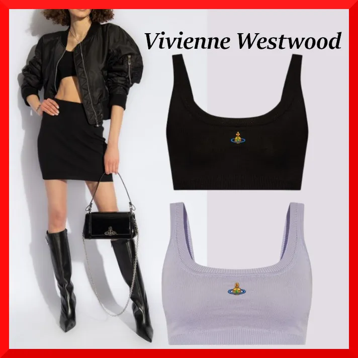 Vivienne Westwood  |Crew Neck Casual Style Sleeveless Street Style Plain Cotton