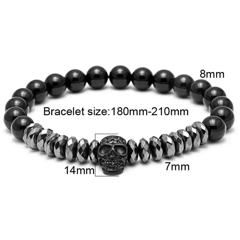 Warrior Skull Skeleton Titanium Steel Bangle Crown Bracelets for Unisex