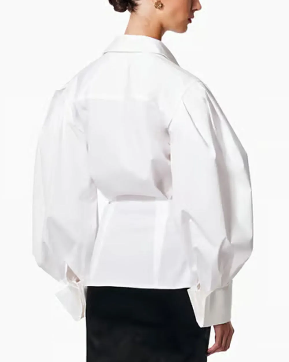 White Puff Sleeve Wrap Blouse